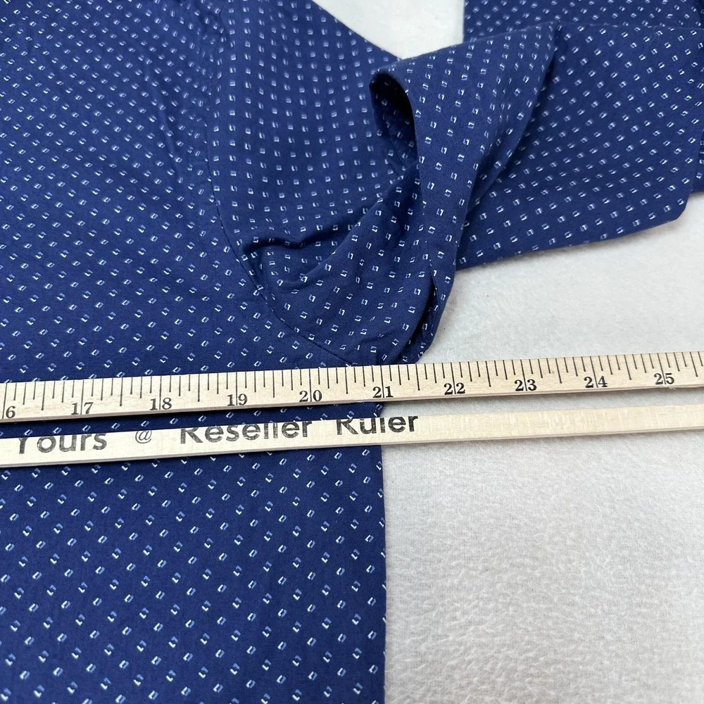Tommy‎ Hilfiger Shirt Mens Large Blue Slim Fit Stretch Geometric Button Down